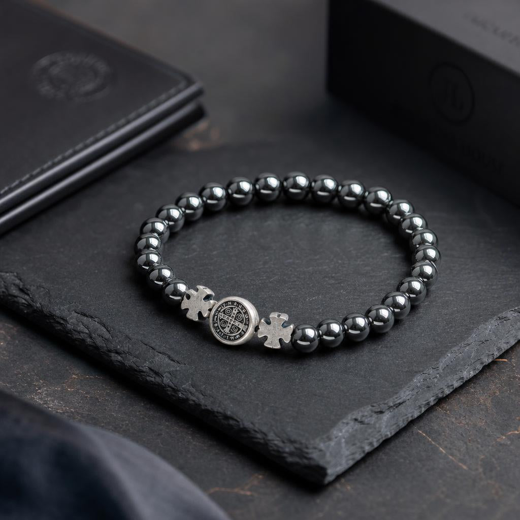 Pulseira São Bento Hematita Templarius