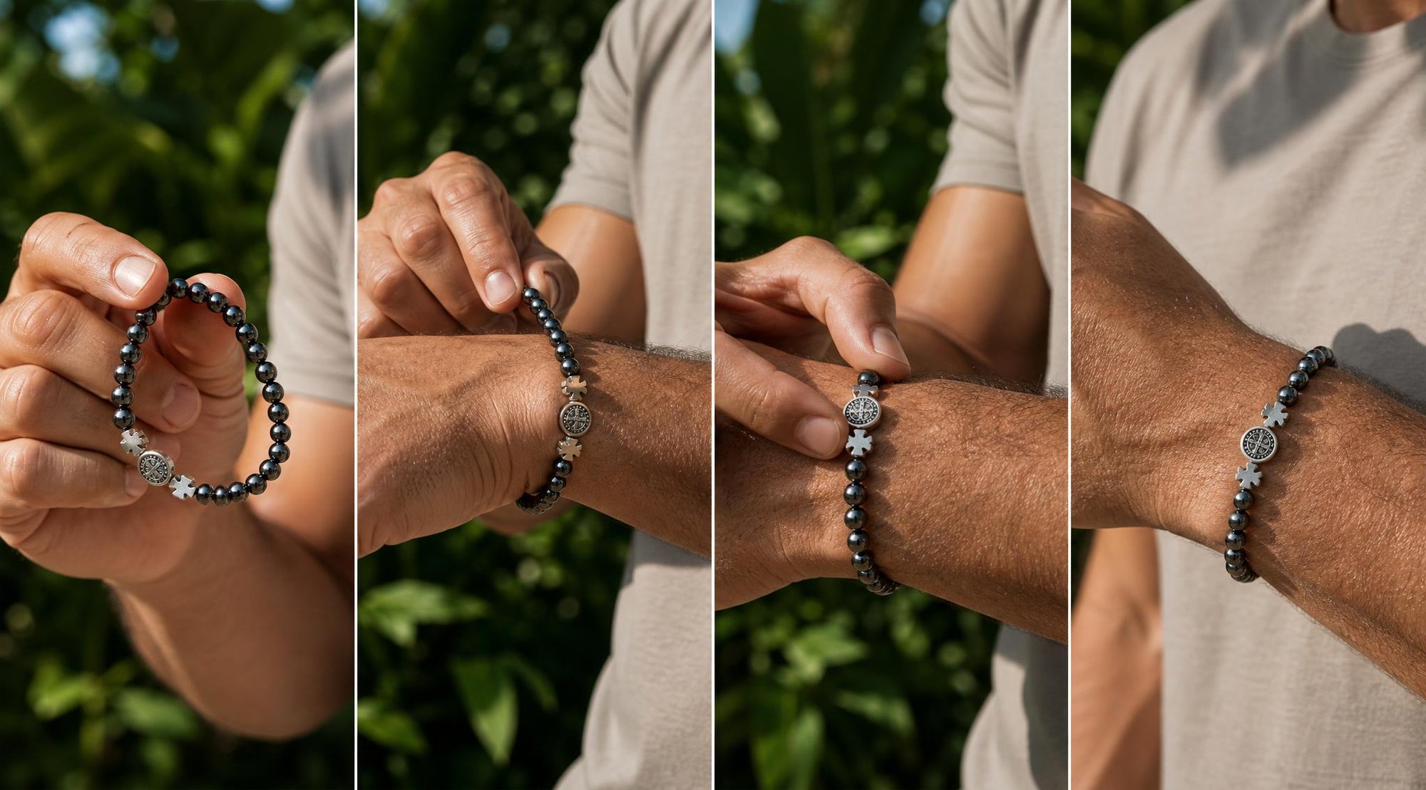 Pulseira São Bento Hematita Templarius